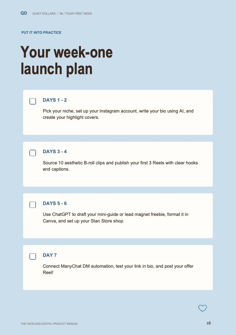Enlarge the first-week action plan